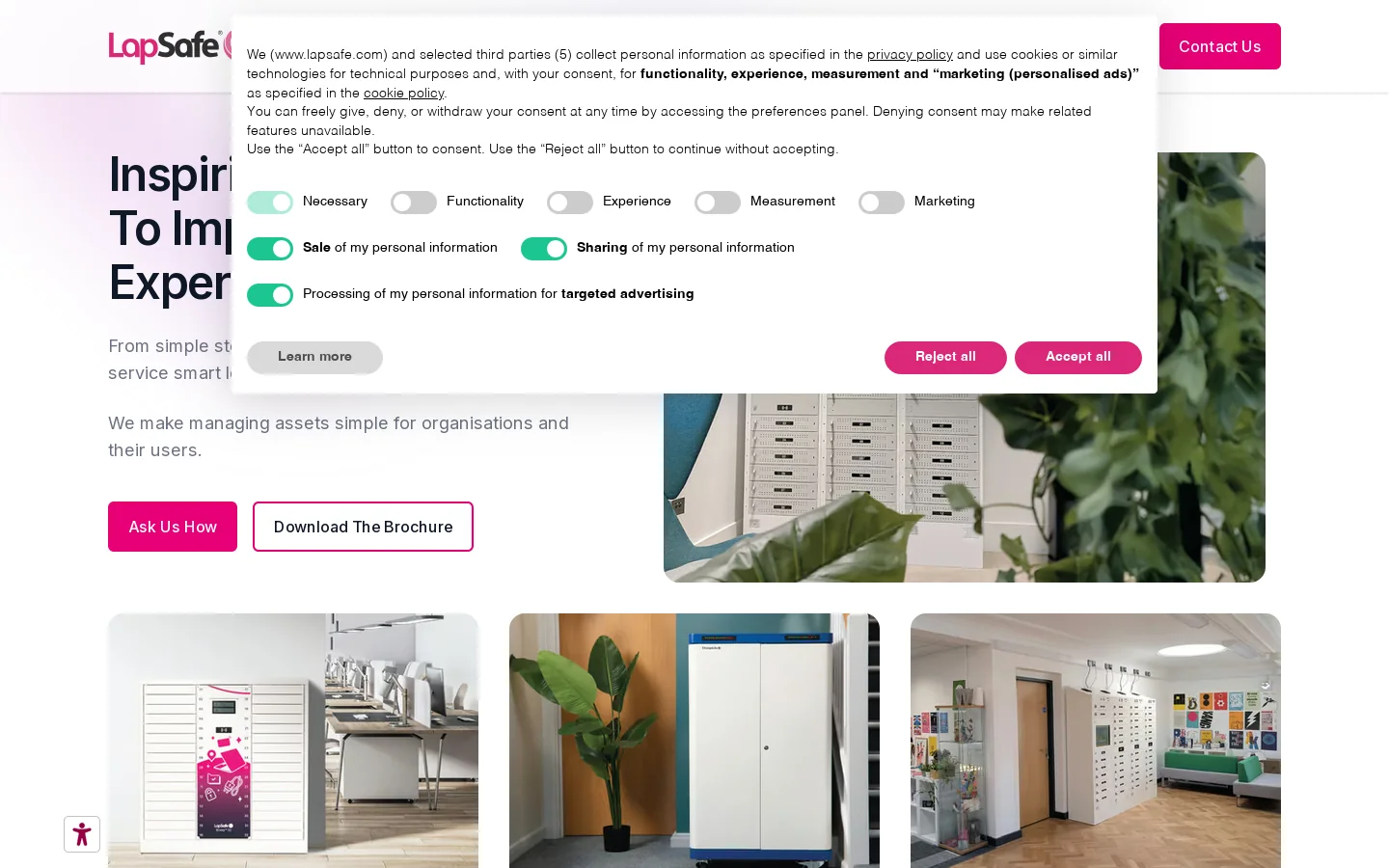 Mobile Device Management Solutions: Charging trolleys and Smart Lockers Homepage screenshot