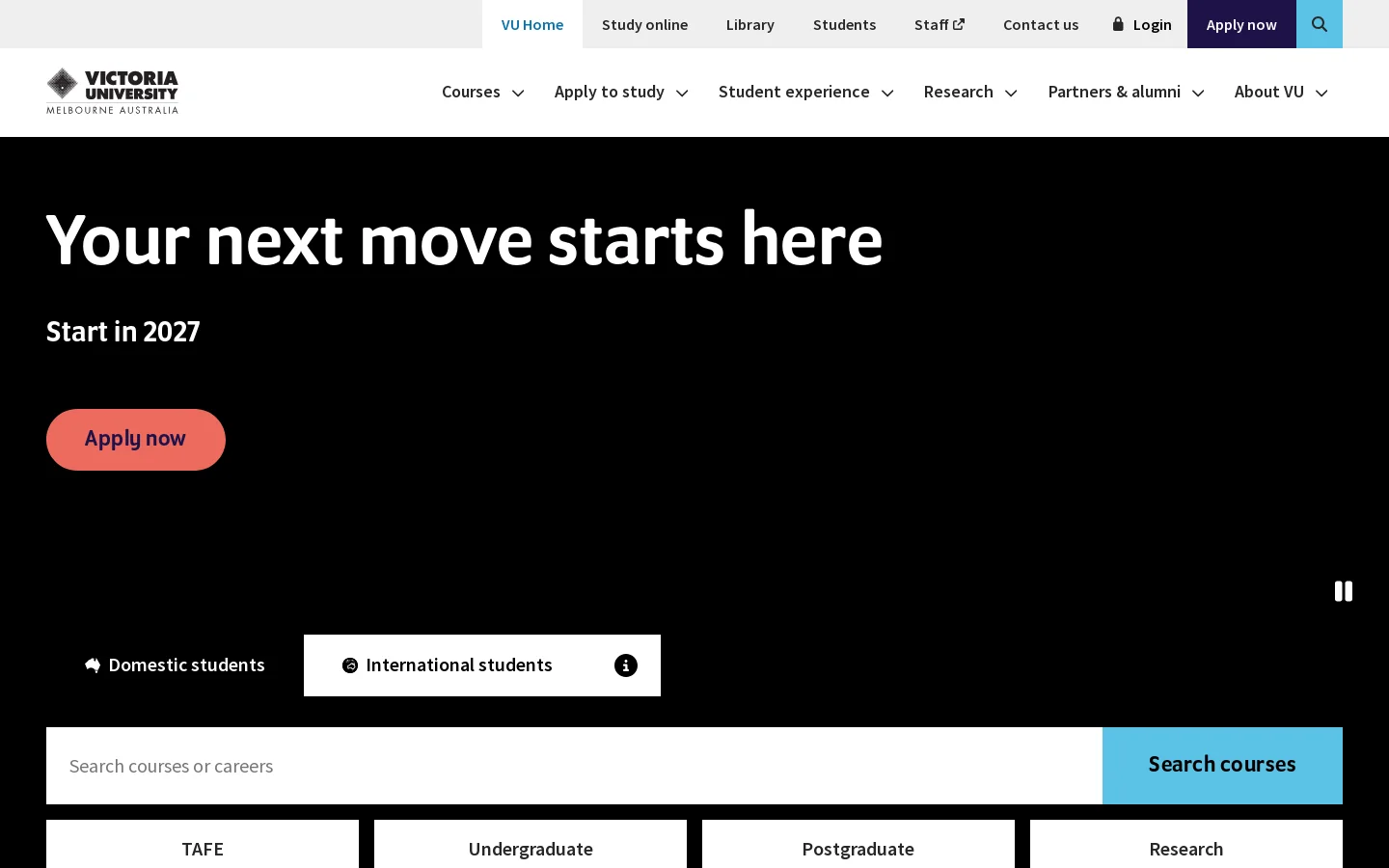VU Homepage Homepage screenshot