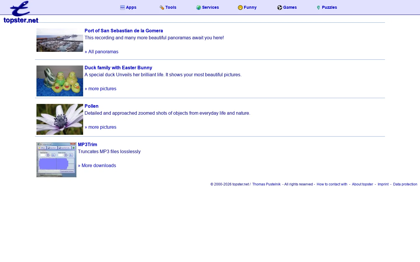 topster.net Homepage screenshot