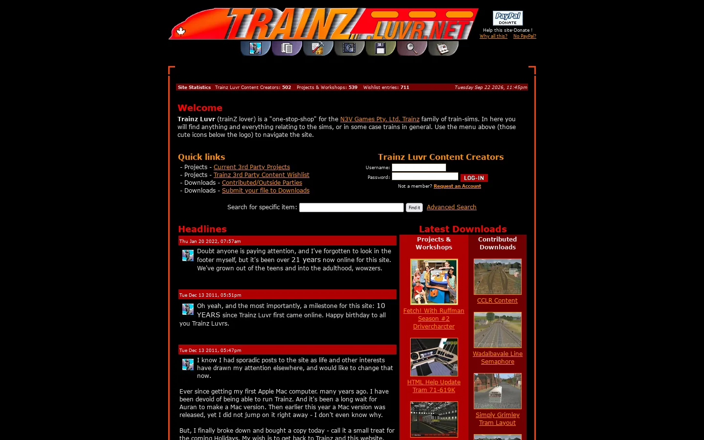 = Trainz Luvr = Homepage screenshot
