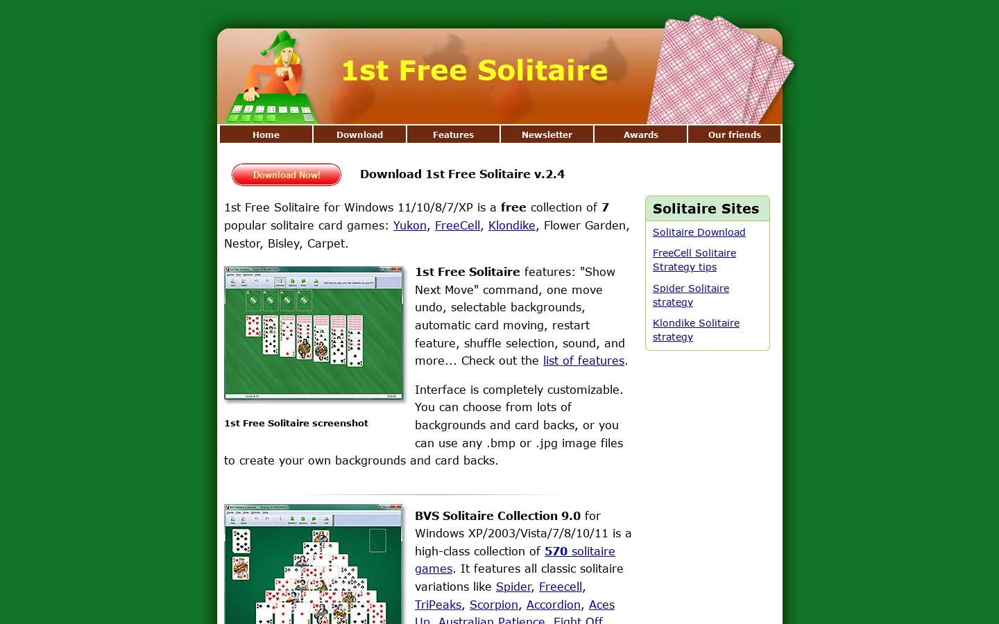 1st Free Solitaire - Download and play Homepage screenshot