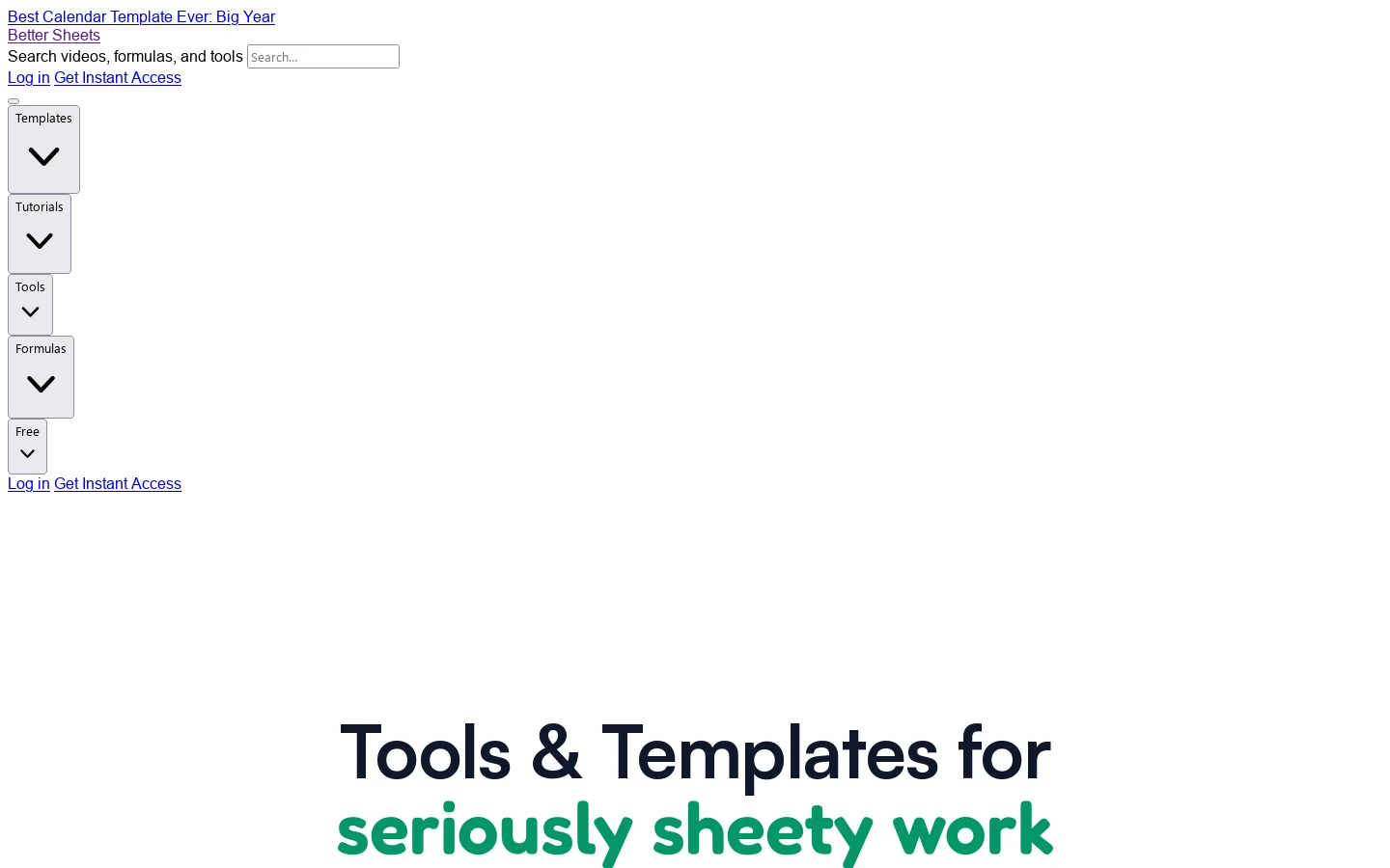 Better Sheets Homepage screenshot