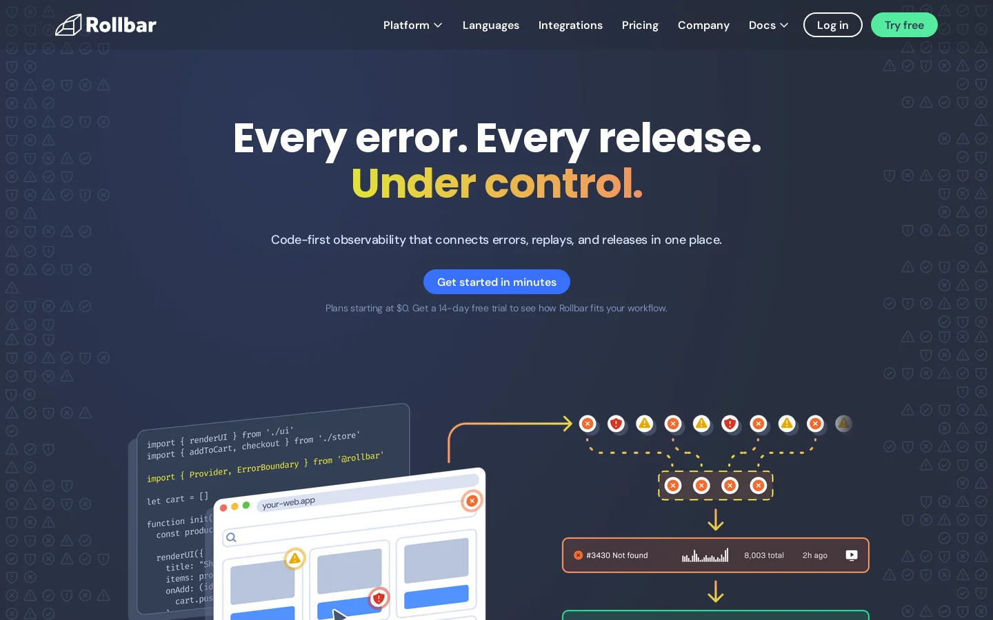 Rollbar Homepage screenshot
