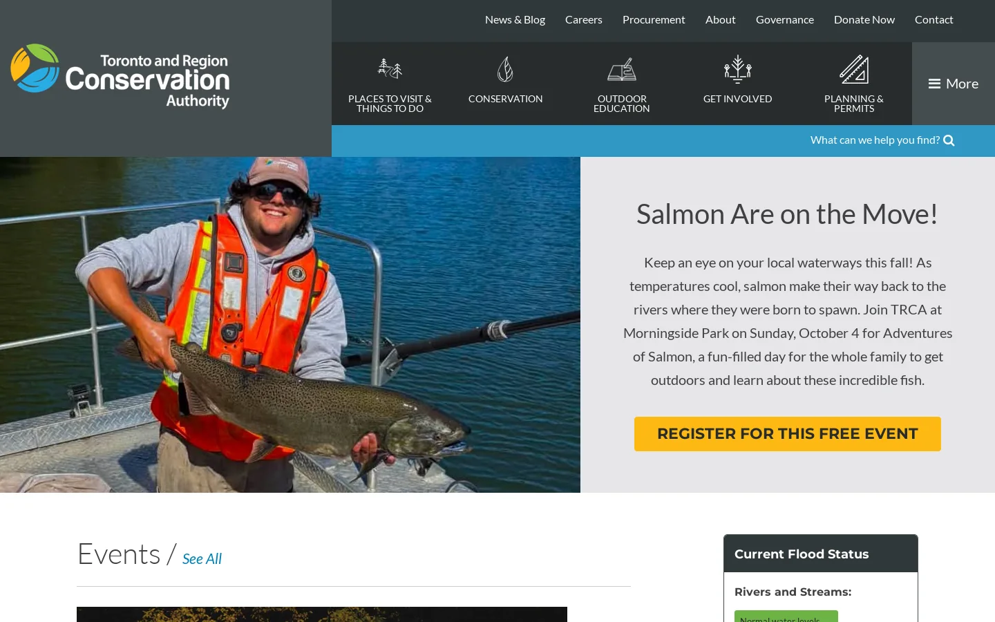 Toronto and Region Conservation Authority (TRCA) Homepage screenshot