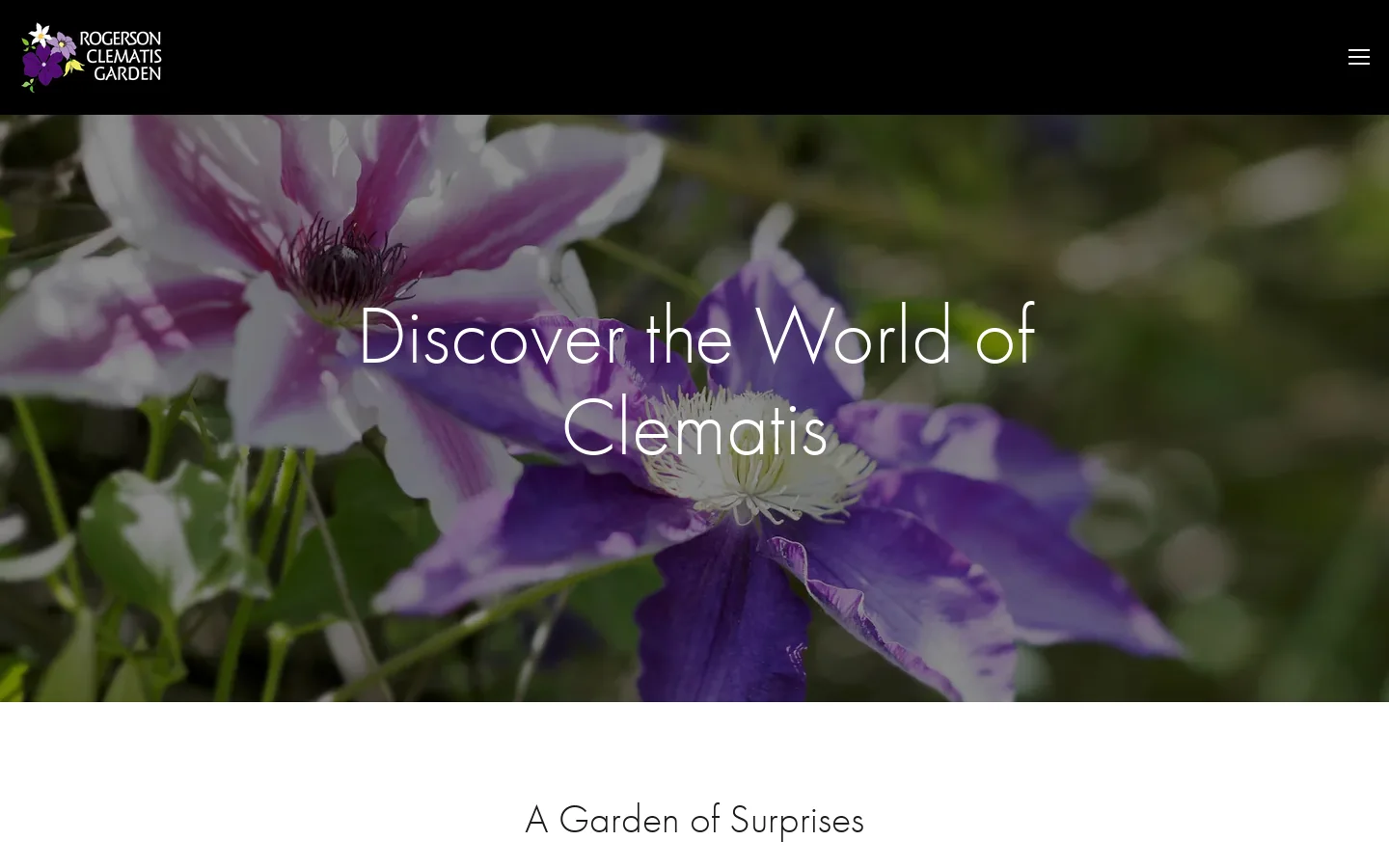 Rogerson Clematis Garden Homepage screenshot