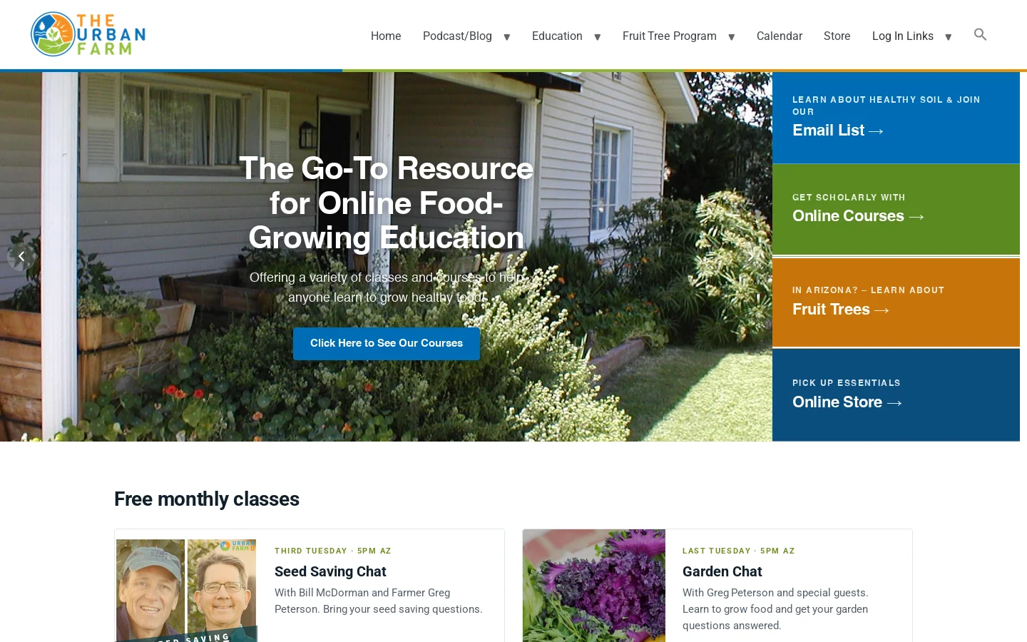 Home - The Urban Farm Homepage screenshot
