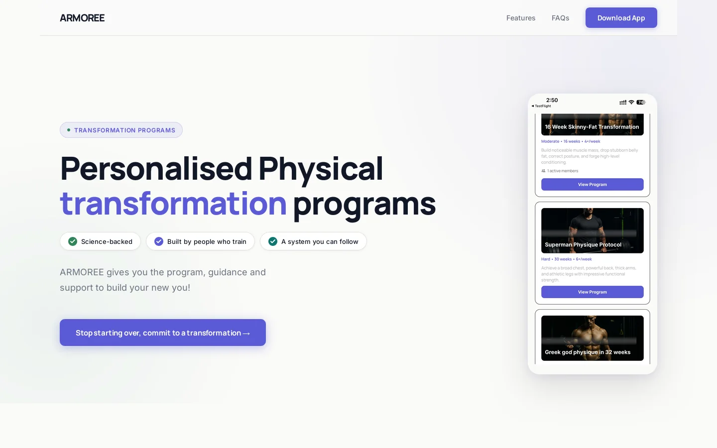Armoree Homepage screenshot