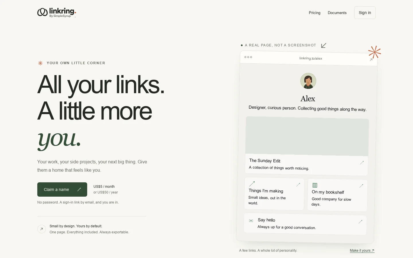 linkring Homepage screenshot