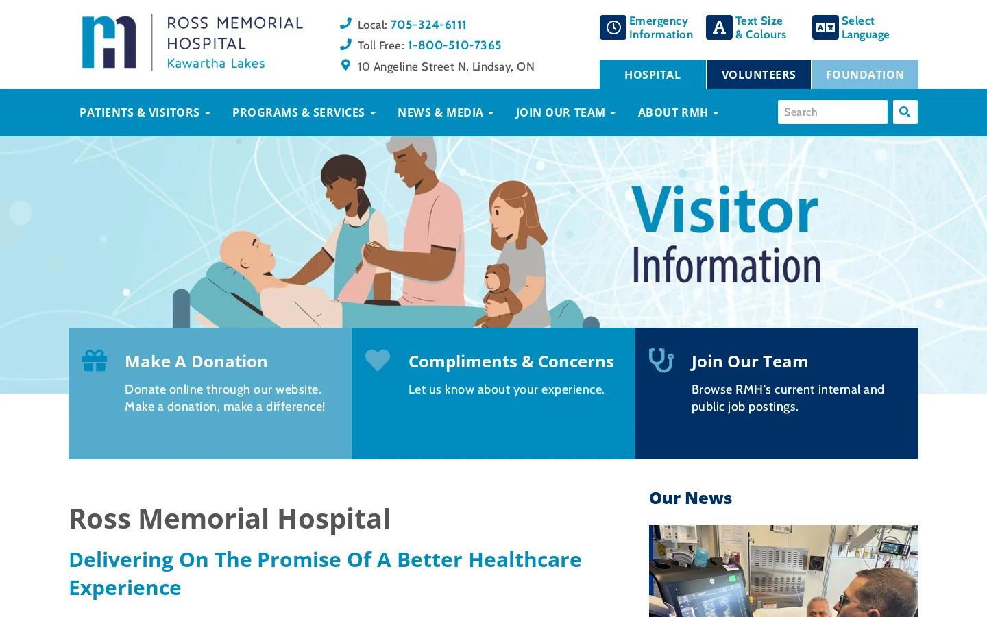 Home Page Hospital | Ross Memorial Hospital Homepage screenshot