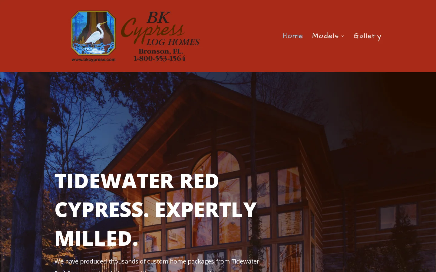 BK Cypress Log Homes Homepage screenshot