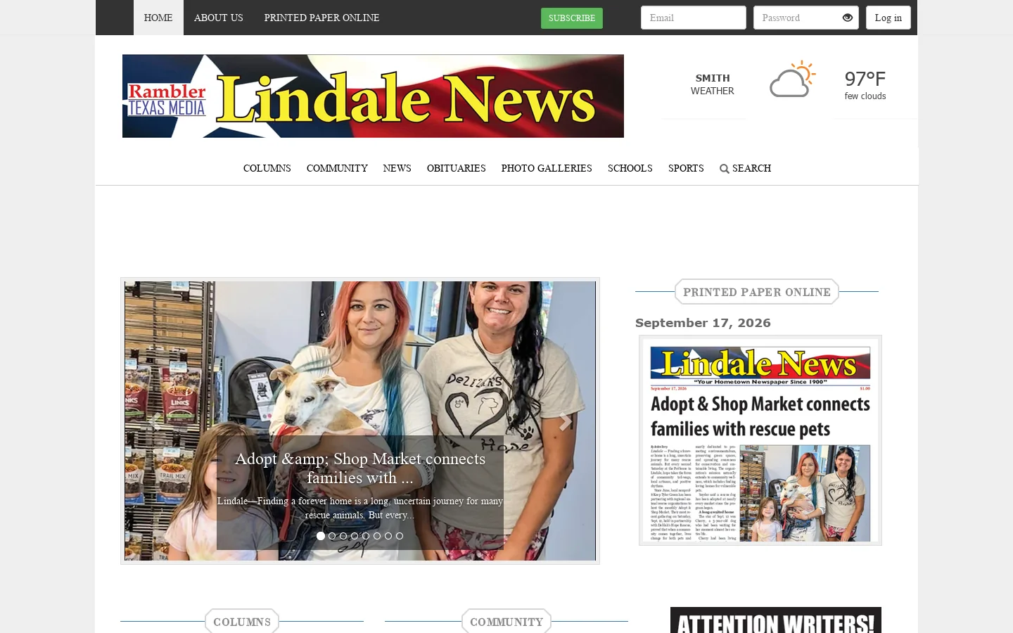 Lindale News Online Homepage screenshot