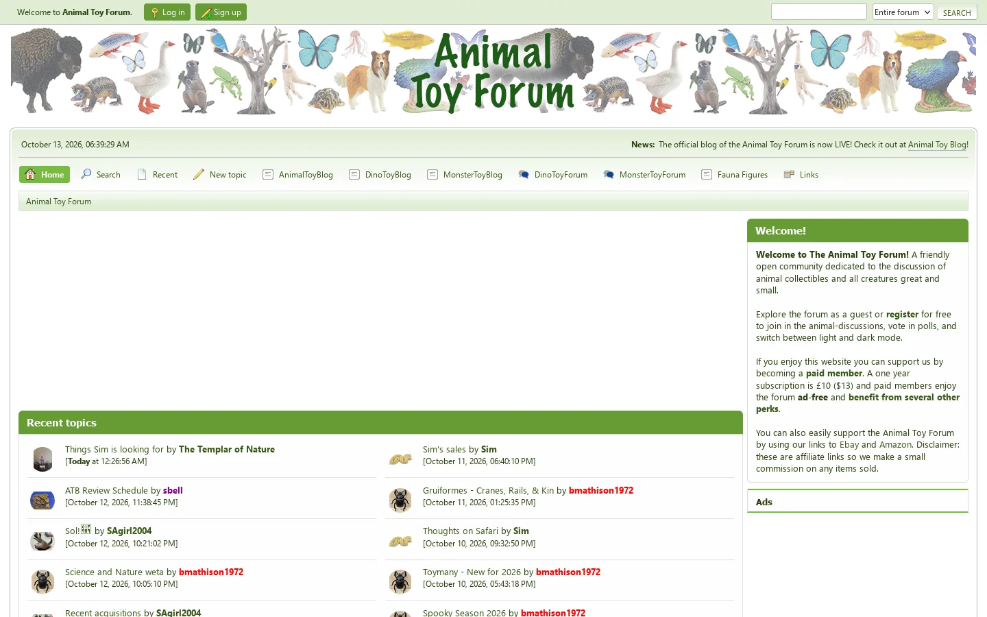 Animal Toy Forum Homepage screenshot