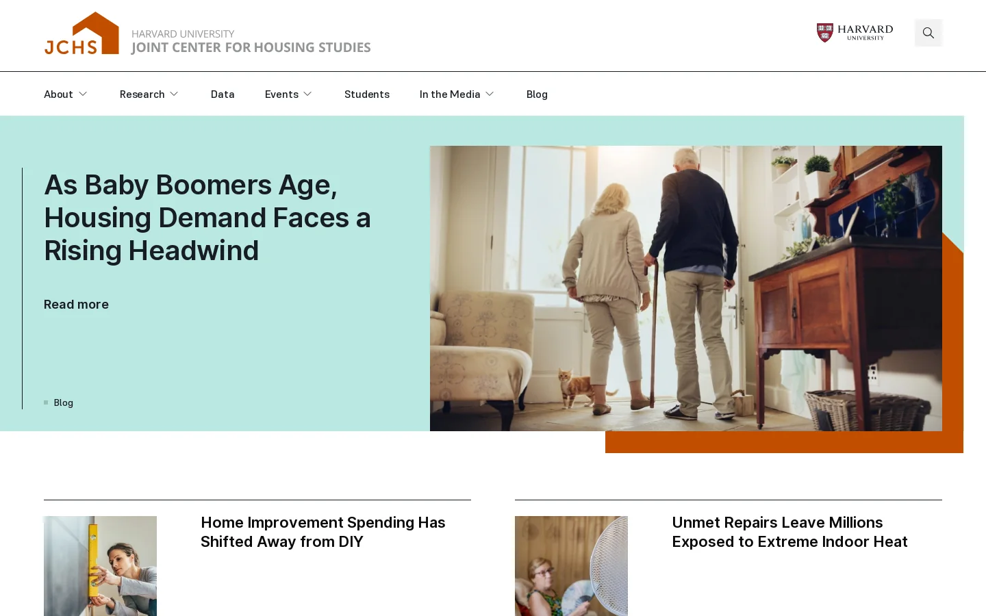 Joint Center for Housing Studies Homepage screenshot