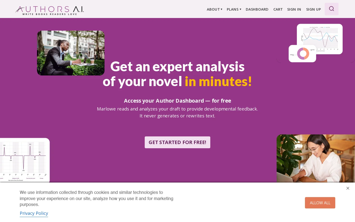 Authors A.I Homepage screenshot
