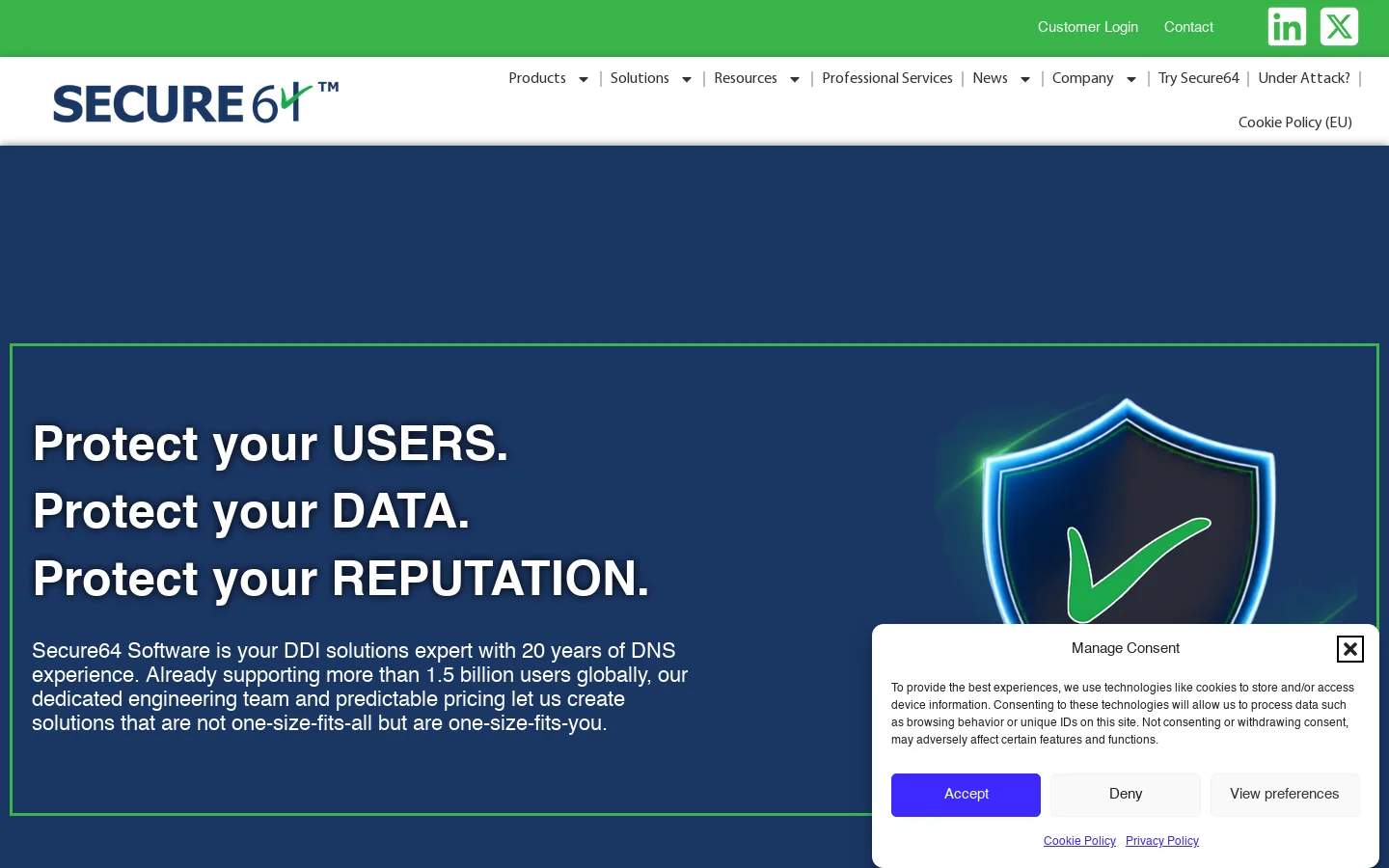 Secure64 Homepage screenshot
