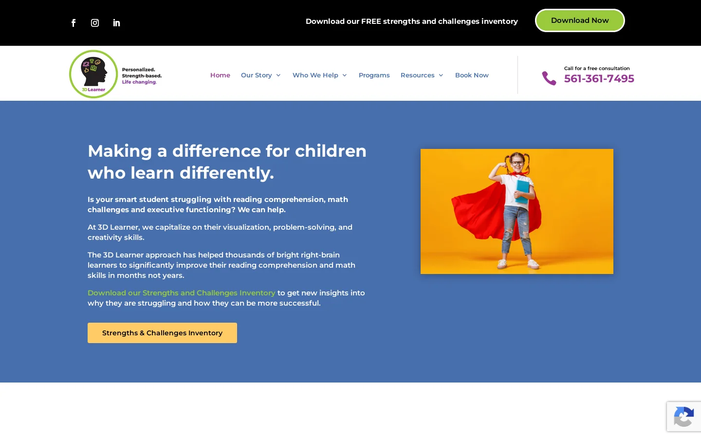 3D Learner Homepage screenshot