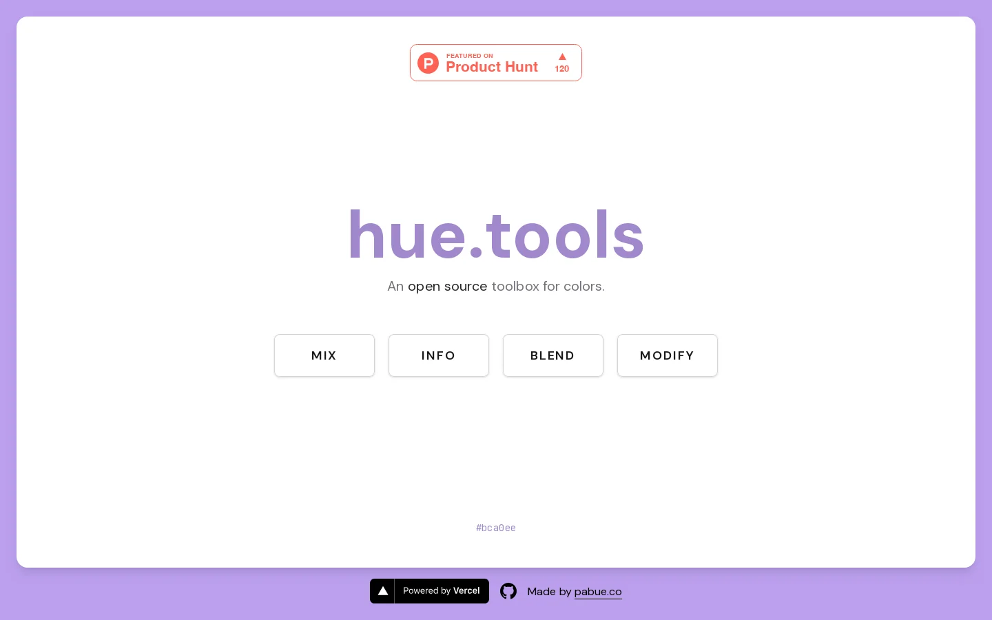 hue.tools Homepage screenshot