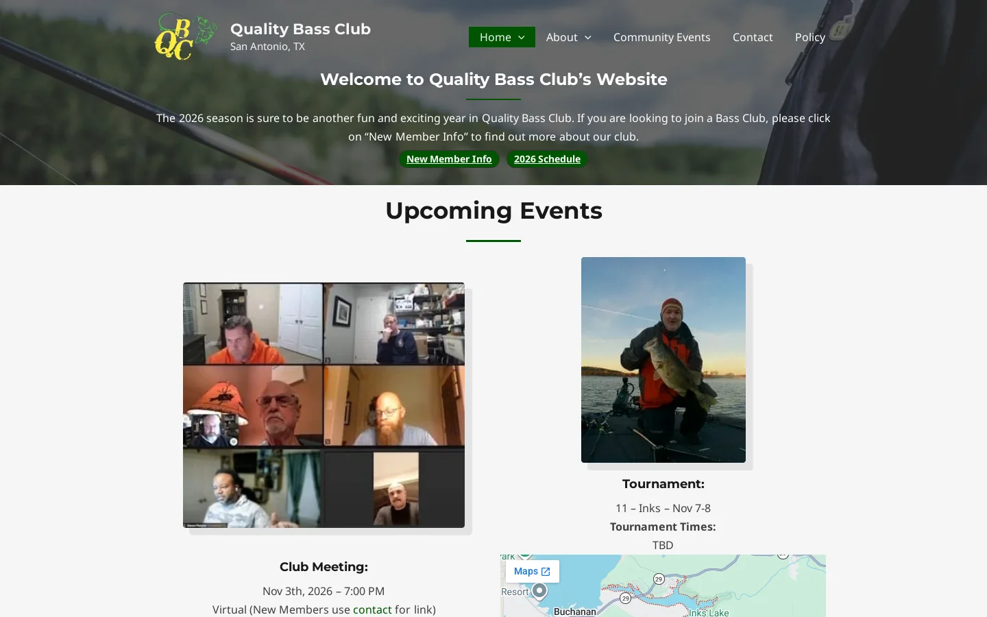 Quality Bass Club Homepage screenshot