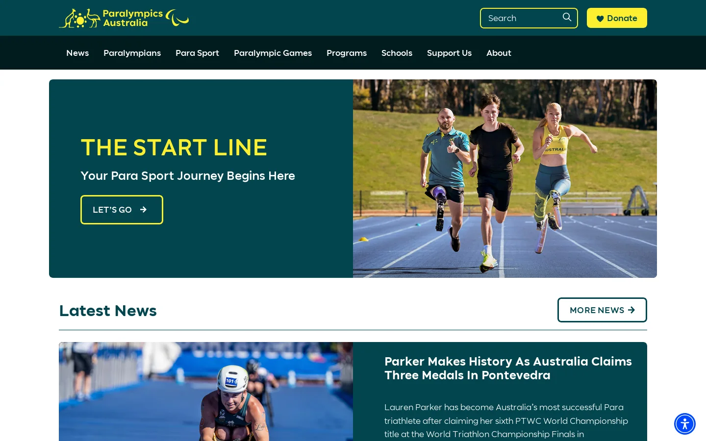 Paralympics Australia Homepage screenshot