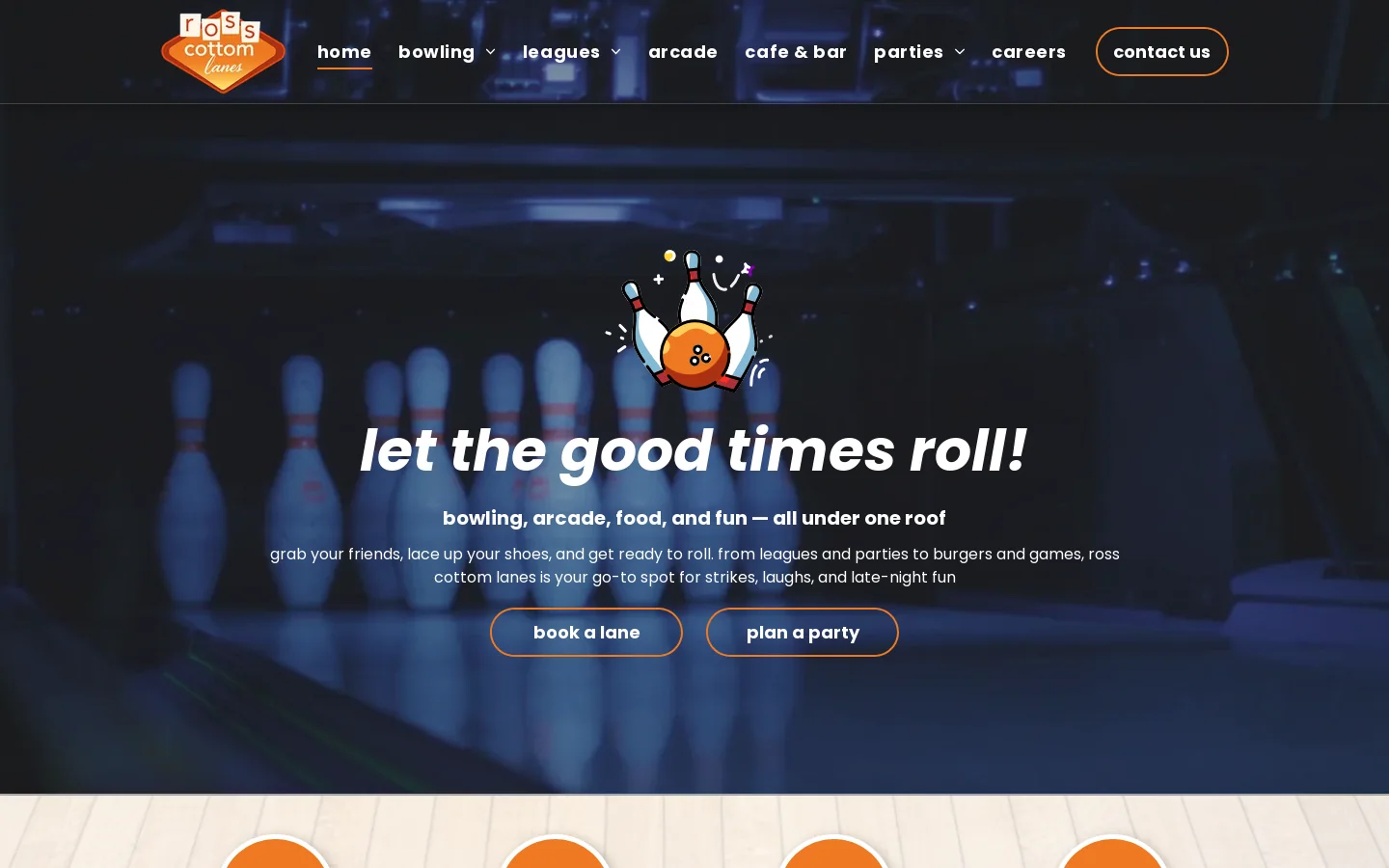 Ross Cottom Lanes Homepage screenshot