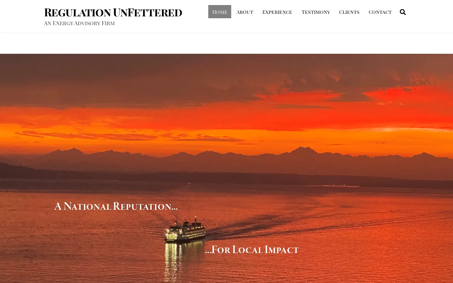Regulation UnFettered – An Energy Advisory Firm Homepage screenshot