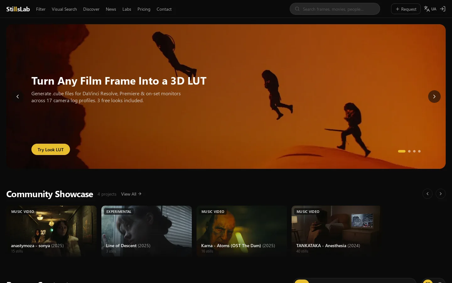 StillsLab Homepage screenshot