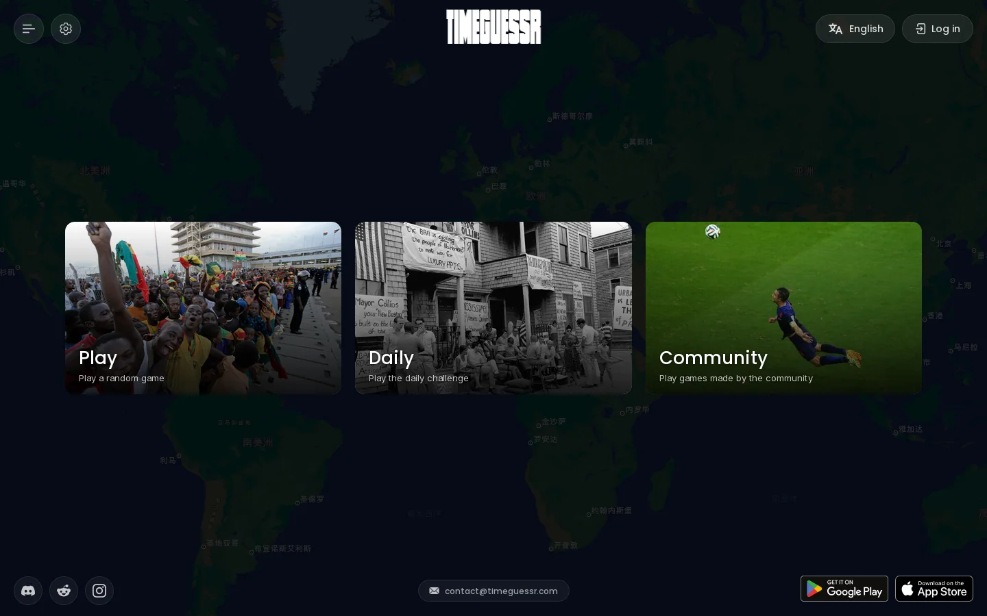 TimeGuessr Homepage screenshot