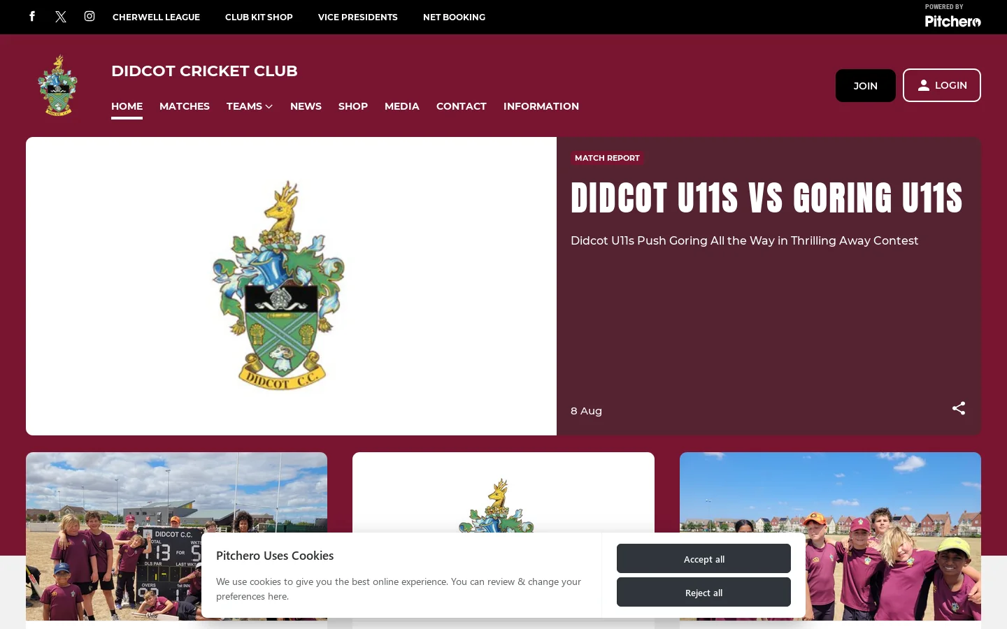 Didcot Cricket Club Homepage screenshot