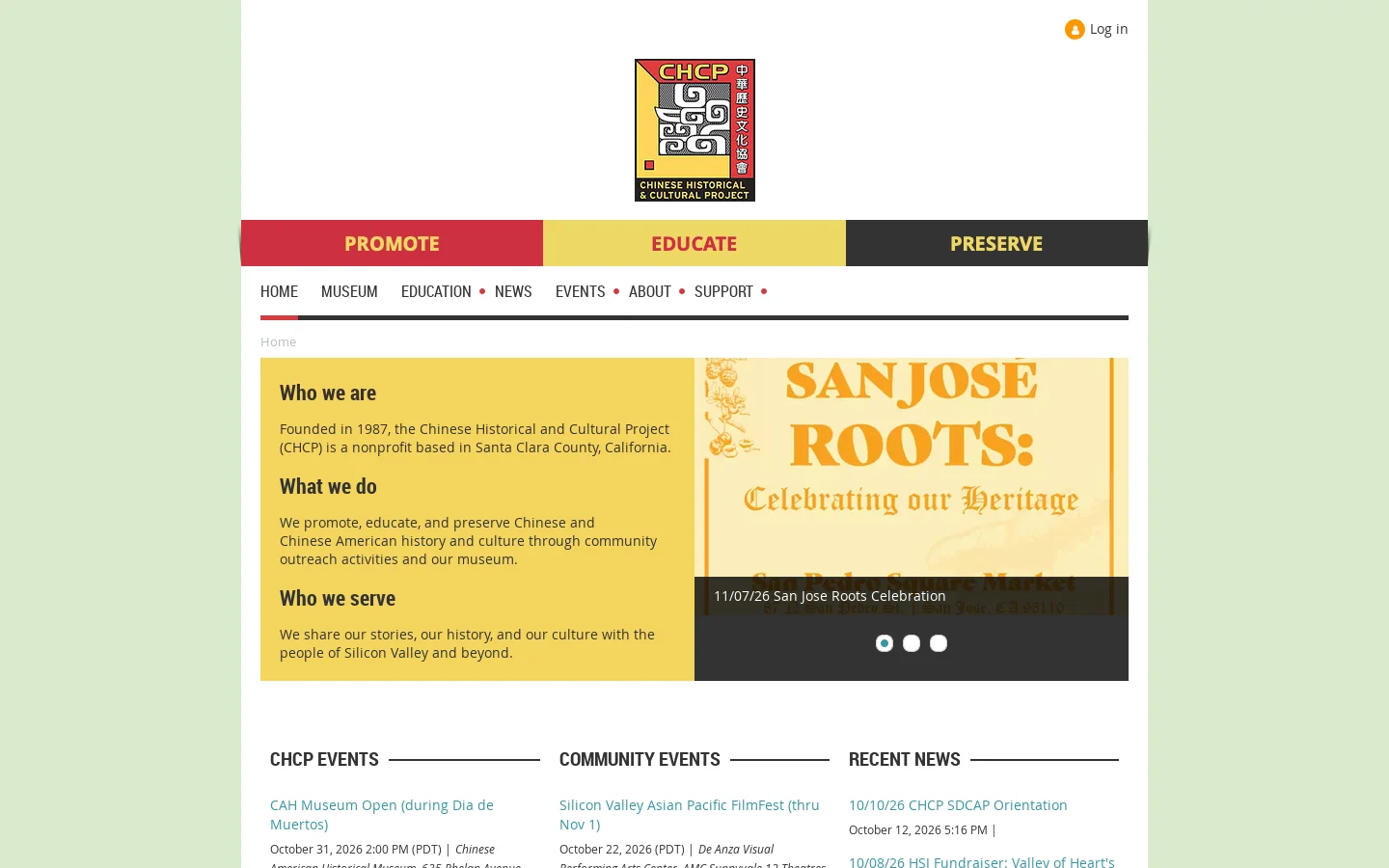 Chinese Historical & Cultural Project - Home Homepage screenshot