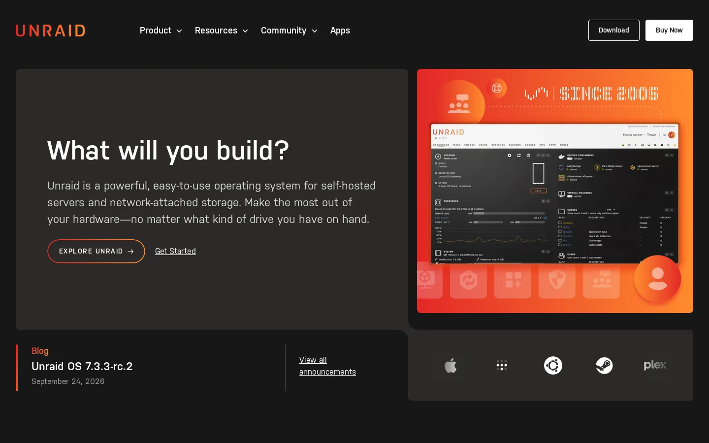 Unraid Homepage screenshot