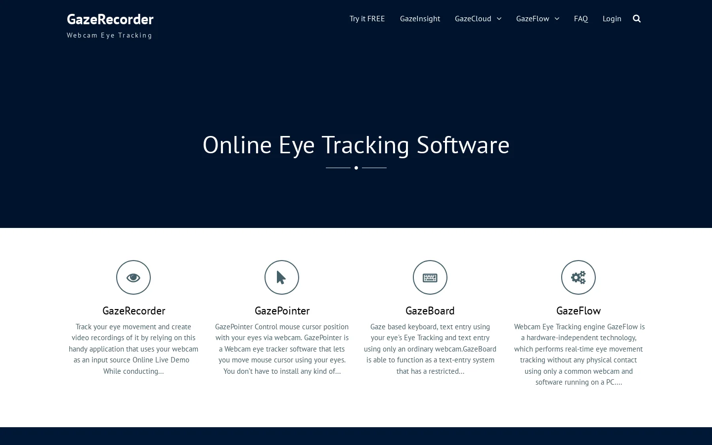 Online Eye Tracking | Webcam eye-tracking software Homepage screenshot