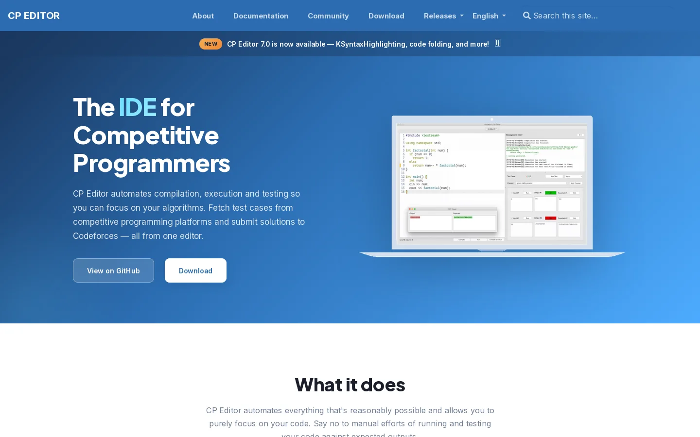 CP Editor Homepage screenshot