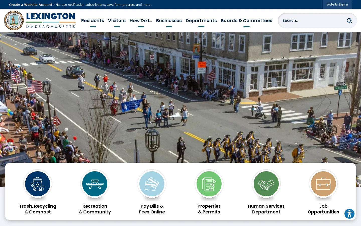 Lexington, MA Homepage screenshot