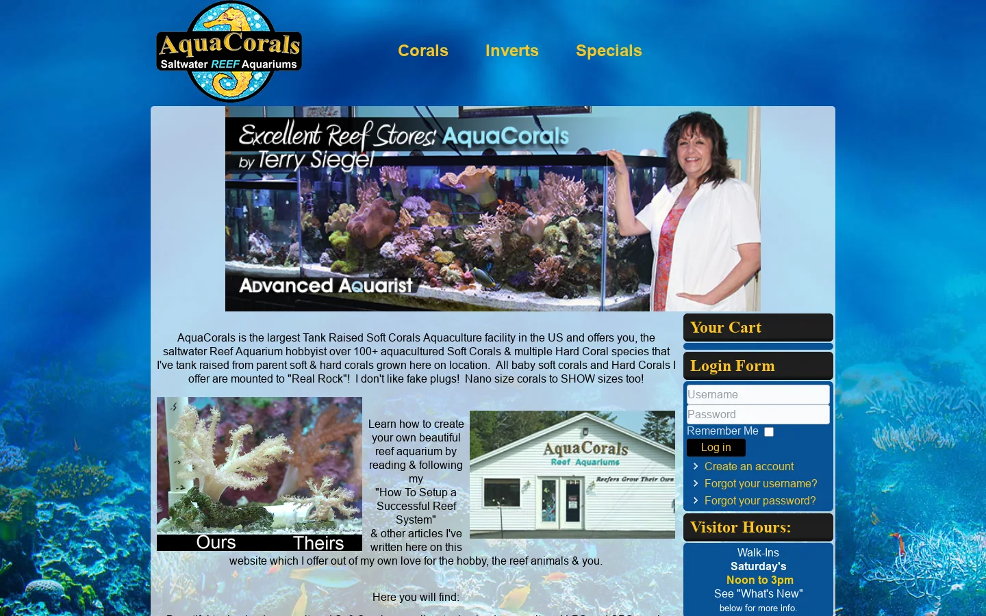 Soft Corals For Sale: Tank Raised Aquacultured Soft Corals, Hard Corals For Sale Homepage screenshot