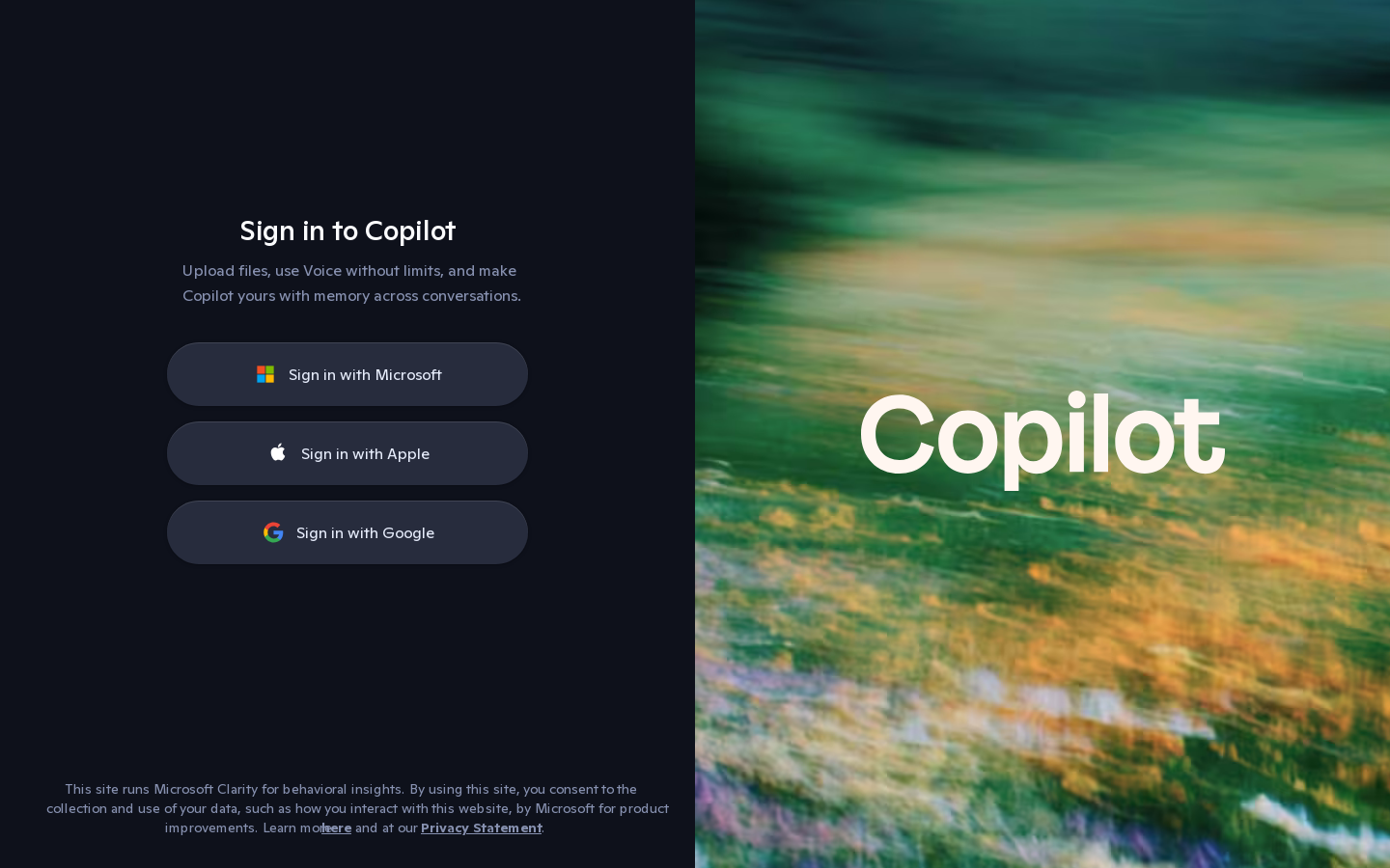 Microsoft Copilot: Your AI companion Homepage screenshot