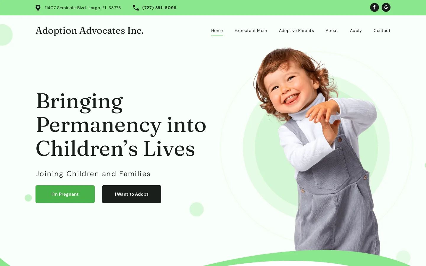 Adoption Advocates Inc Homepage screenshot