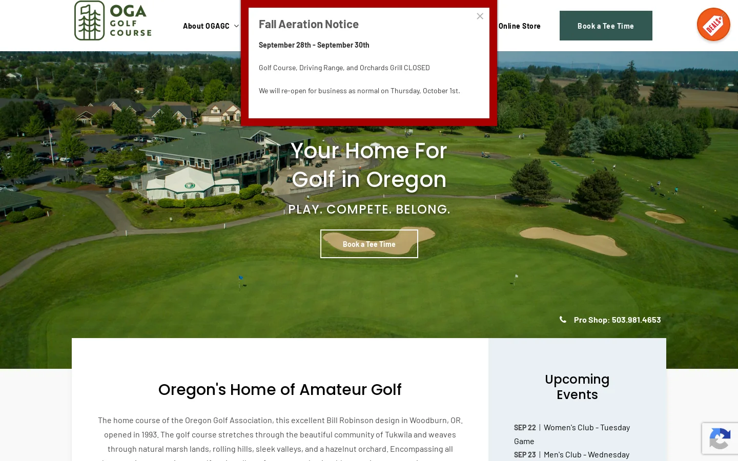 OGA Golf Course Homepage screenshot
