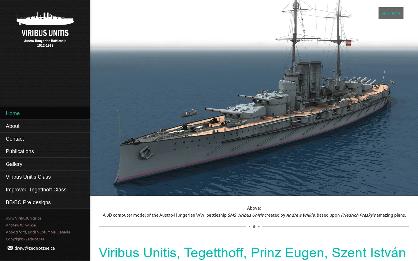 Andrew Wilkie - S.M.S. Viribus Unitis - Austro-Hungarian Battleship Homepage screenshot
