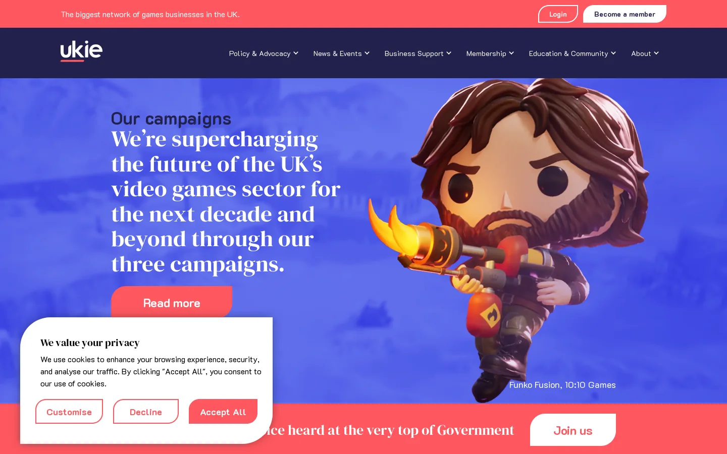 Ukie Homepage screenshot