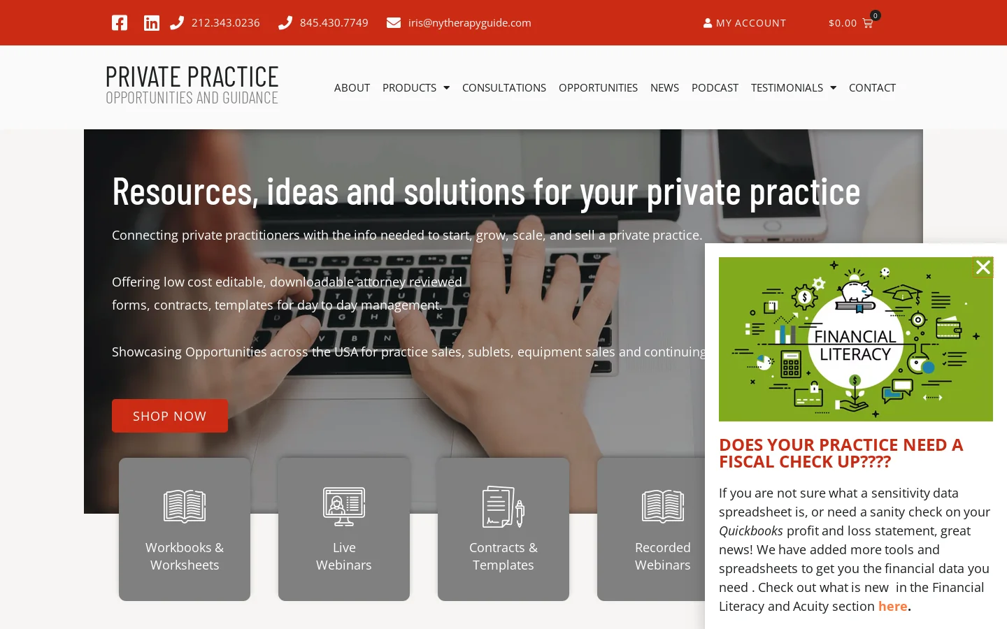 Private Practice Opportunities and Guidance Homepage screenshot
