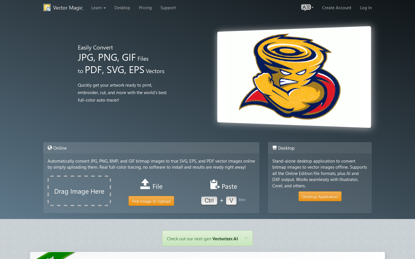 Vector Magic Homepage screenshot