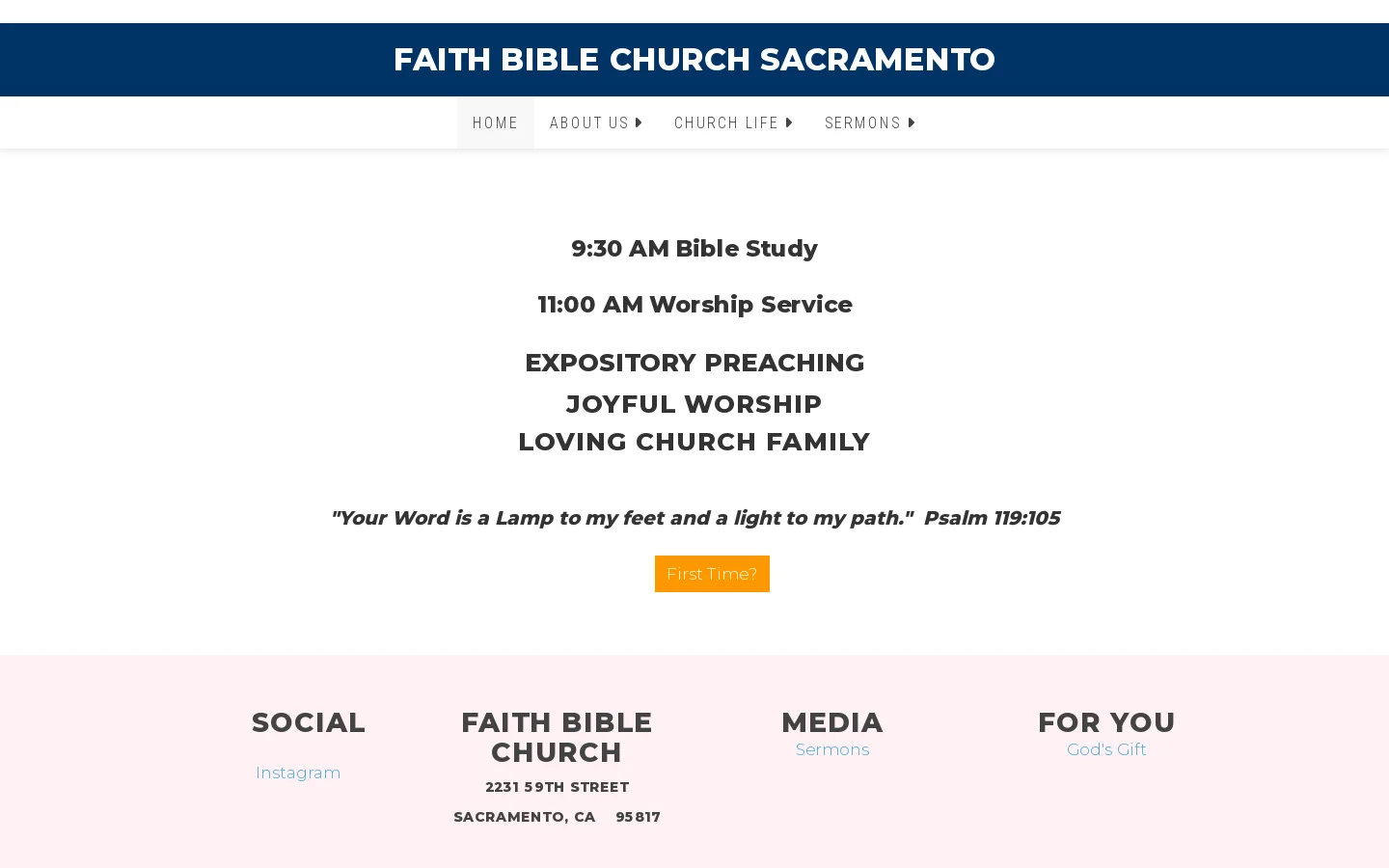 Faith Bible Church Sacramento Homepage screenshot