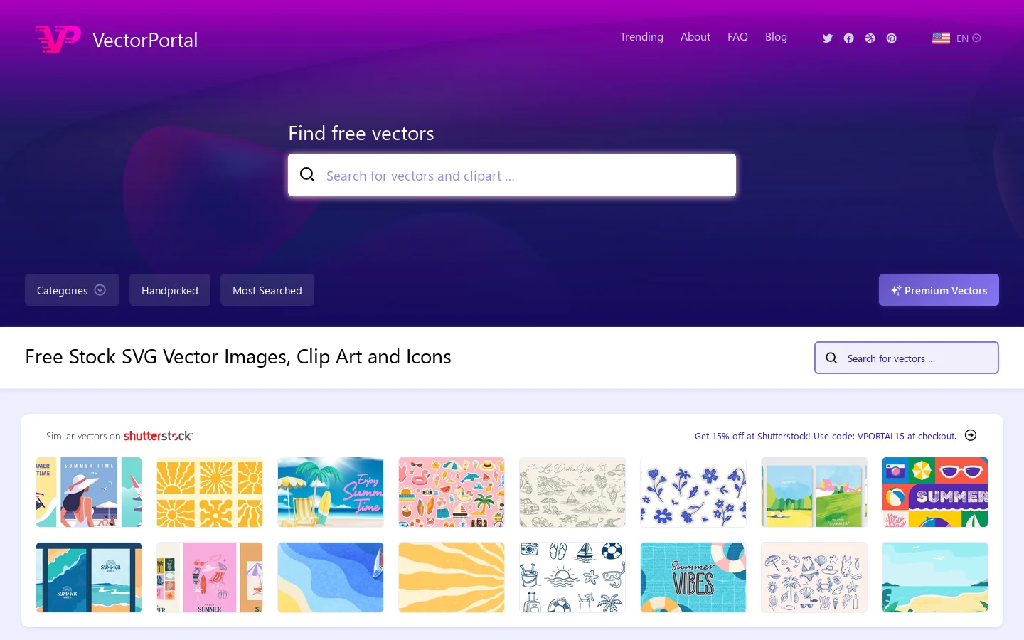 VectorPortal Homepage screenshot