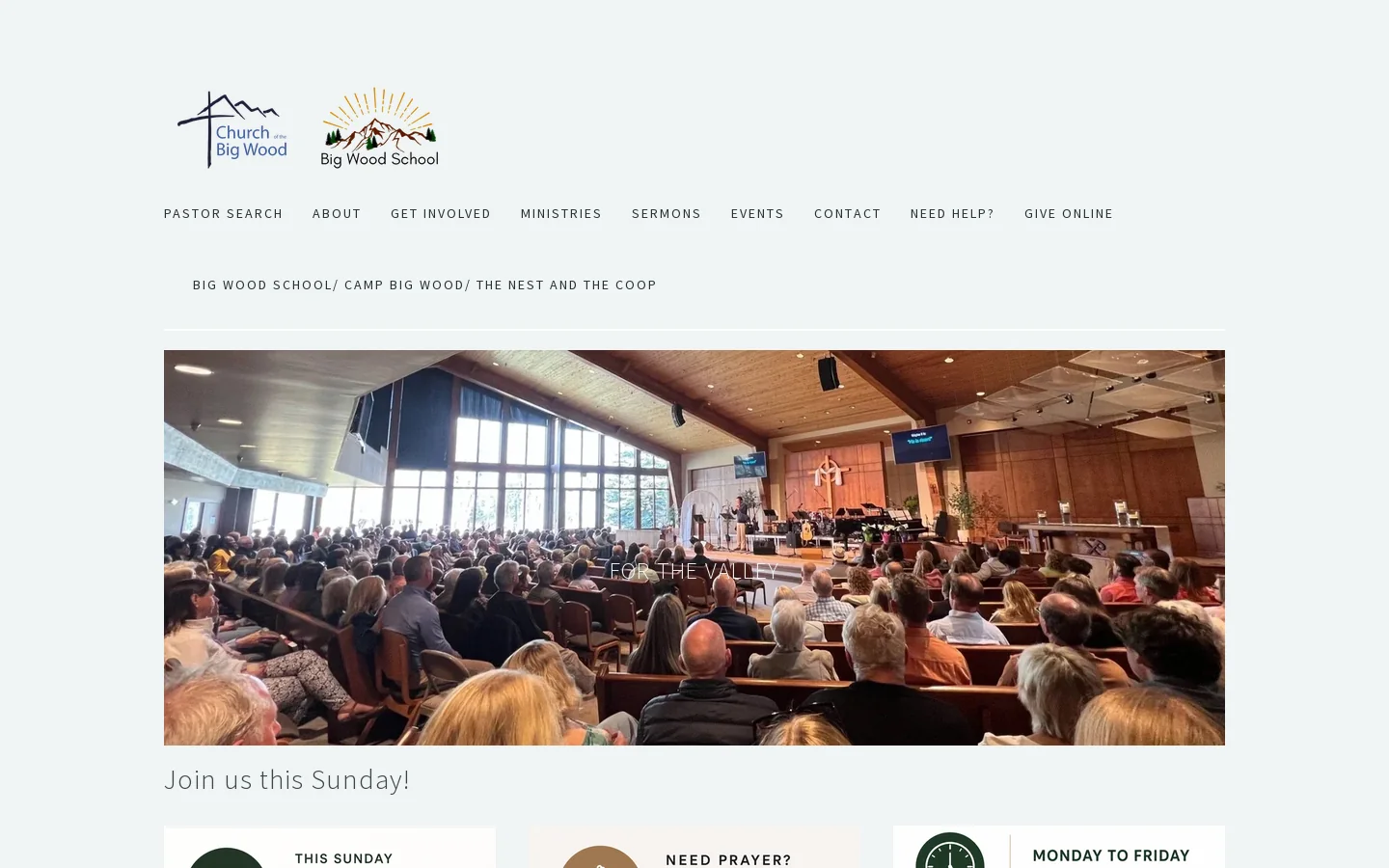 Presbyterian Church of the Big Wood Homepage screenshot