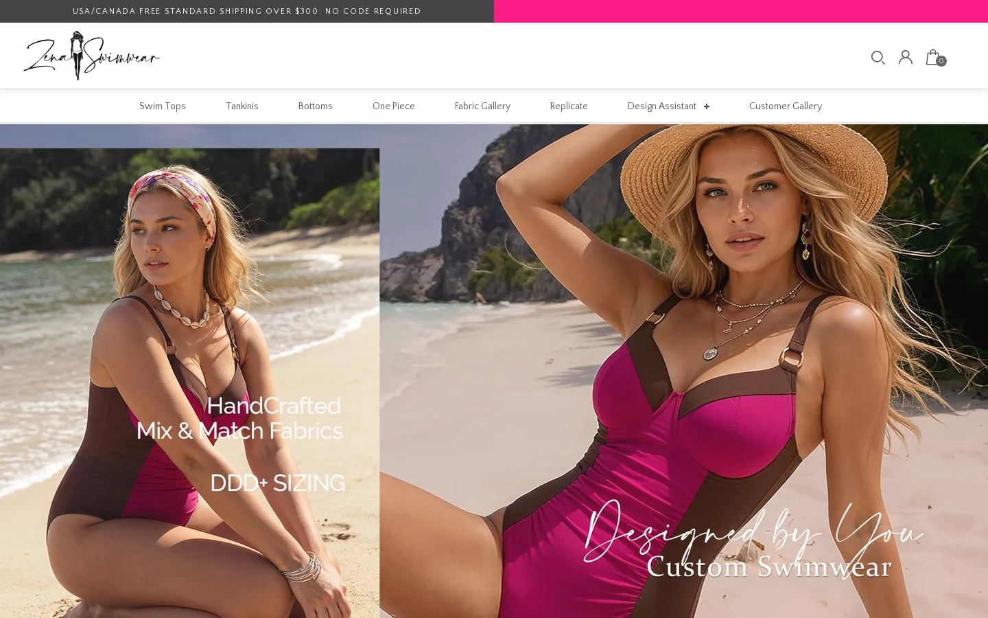 Zena Swimwear Homepage screenshot