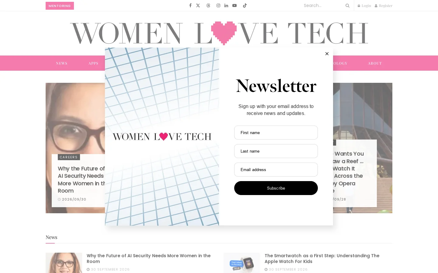Women Love Tech Homepage screenshot