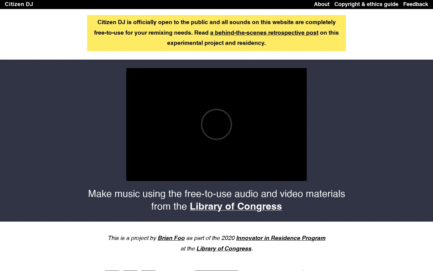 Citizen DJ / Homepage Homepage screenshot
