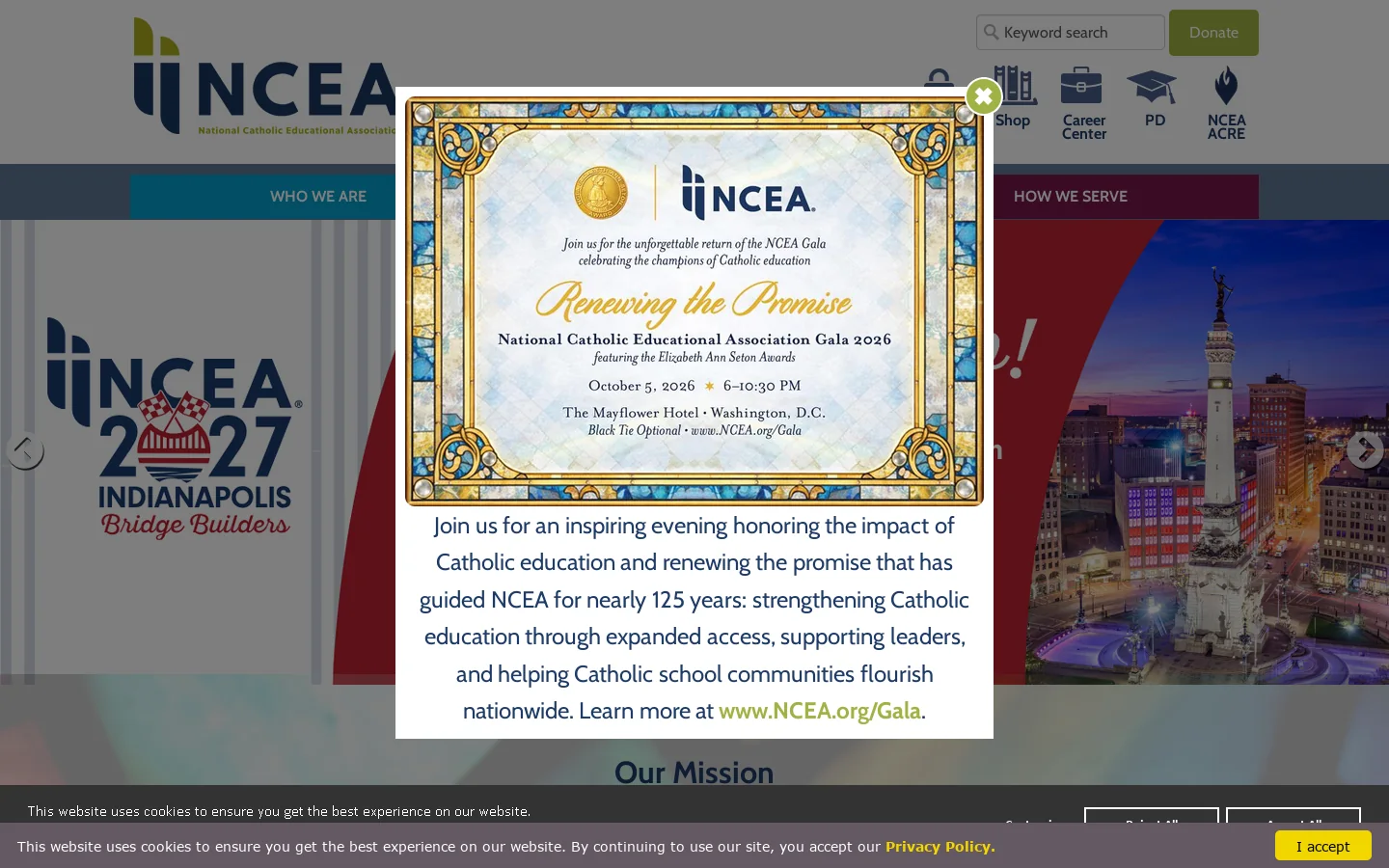 NCEA Home Page Homepage screenshot