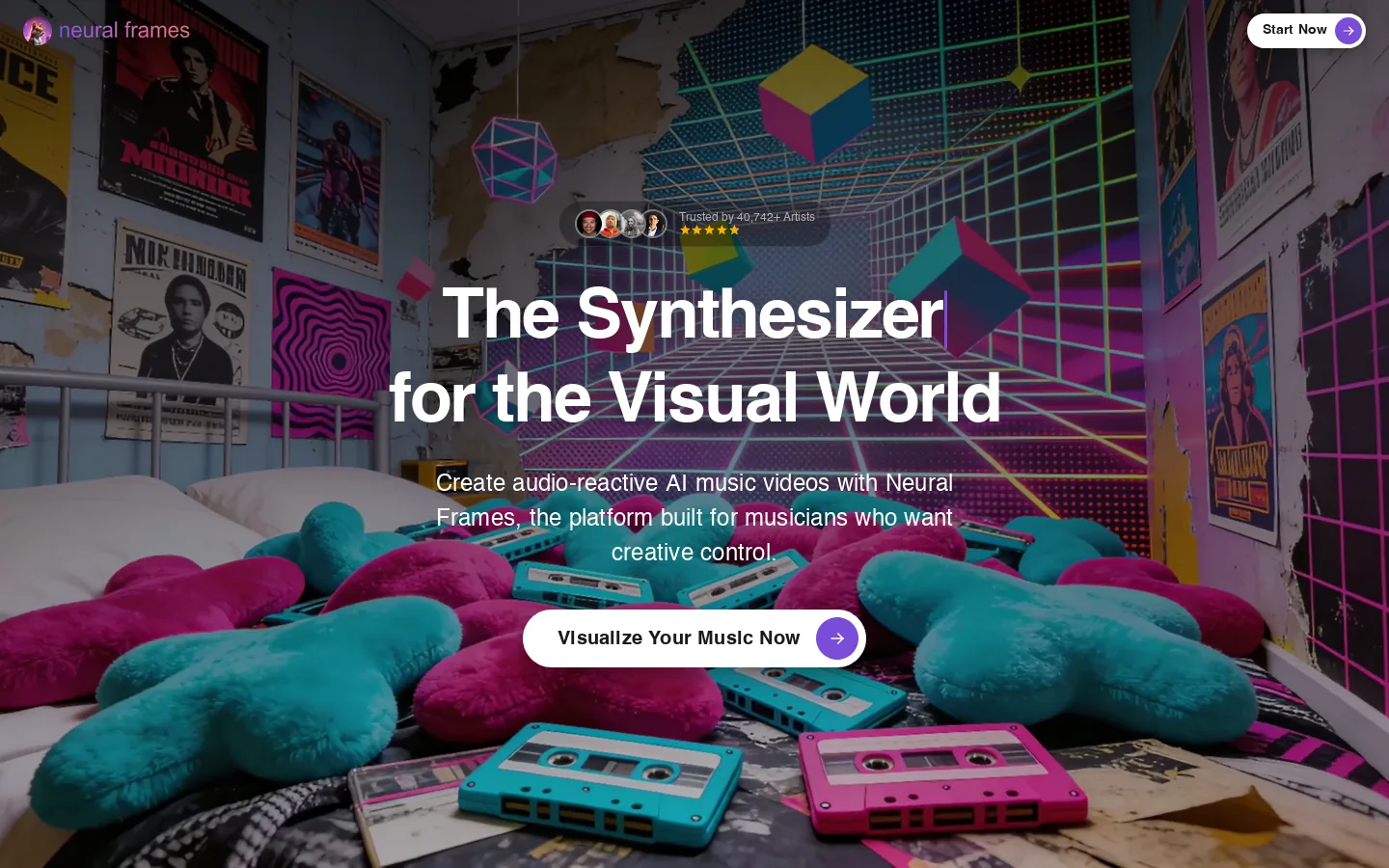 Neural Frames // AI Music Video Generator & Platform Homepage screenshot