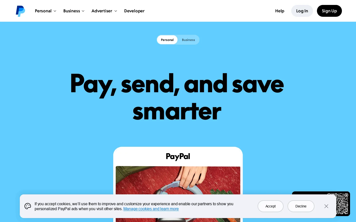 PayPal.Me Homepage screenshot